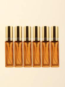 3pcs/6pcs/12pcs/18pcs 10ml Square Glass Refillable Makeup Toner Perfume Small Sample Transparent Fine Mist Spray Bottle, Black/Amber, With Funnel Atomizer, Rose Gold/Purple/Pink