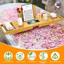 Bathtub Tray Caddy - Bath Tray - Bath Tub Tray Caddy - Bamboo Bath Tray For Tub - Expandable Size, Fits Most Tubs
