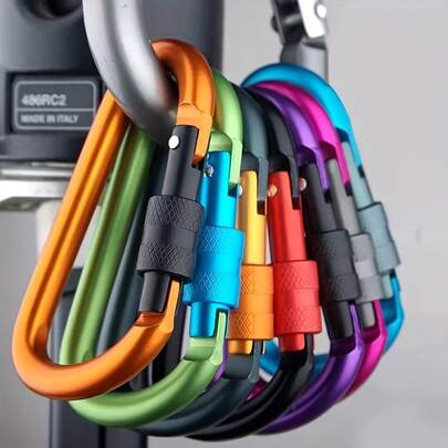 5 Mixed Color D-Ring Buckles, Outdoor Hooks, High-Quality Thickened 3.15inch Buttons, Quick Release Hooks, Aluminum Alloy Backpack Buckles, Keychains, Outdoor Accessories