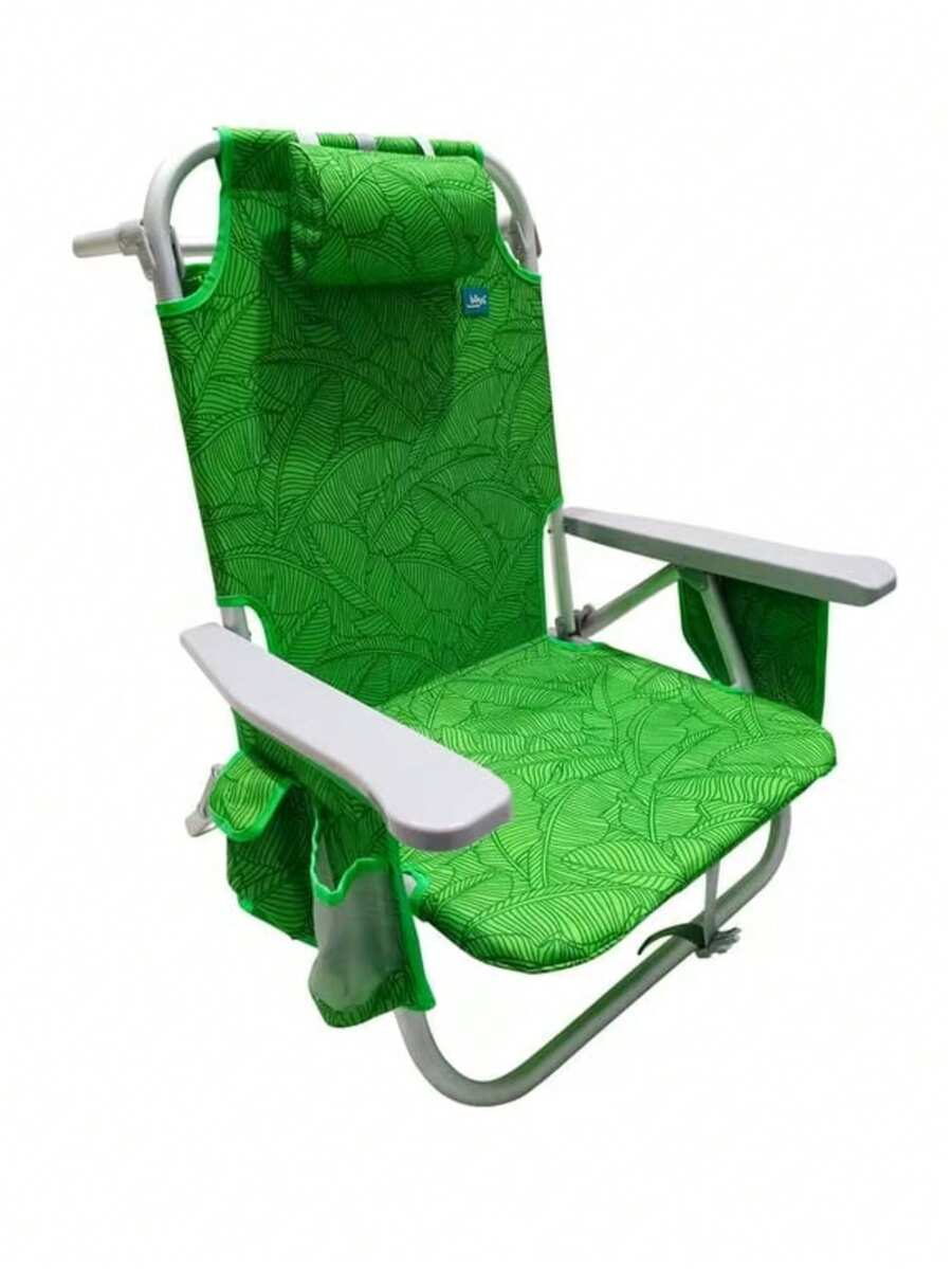 Reclining Aluminum Beach Chair - 8 Adjustable Positions, Removable Cooler Bag, Side Pockets, Supports Up To 113 Kg - Rừng Xanh - Xem 1