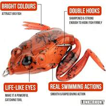 Lunkerhunt Serie Rana Lunker, 6.3 cm, señuelo de Pesca Estilo té Verde - Vientre de fuego - Ver 9