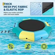 10FT Inflatable Water Trampoline, Floating Water Trampoline For Adults For Lake Pool Ocean, With 4-Step Rope Ladder/Mooring Ropes/Infatable Nozzles/Reversible Air Pump/Anchor Bags - Blue+Green+Yellow - View 6