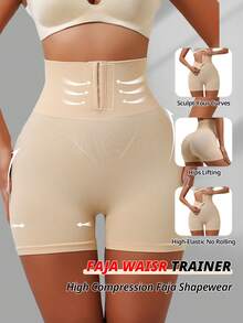 Flarixa Seamless Tummy Control Shapewear Shorts Bottom Waist Cincher Trainer Body Shaper Boxer Briefs Firm Compression Butt Lift Panties - Apricot - View 2
