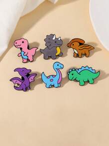 1/6 Stück Cartoon Kreativ Dinosaurier Pterodaktylus Triceratops Brosche, Legierung Öltropfen Abzeichen Bekleidungszubehör Taschendekoration, Spaßstecknadeln, Anstecknadel, Cap-Pins, Schulranzen-Pins