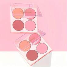 Paleta de colorete de 4 colores, paleta de maquillaje con iluminador mate color melocotón desnudo y contorno - Multicolor - Ver 7