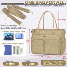 Teacher Tote Bag 15.6 Inch Laptop Bag For Women Work Bag Laptop Tote Nurse Bag Professional Computer Messenger Bag With Insulated Pocket, Laptop Briefcase For Office, College, Nursing - Màu Khaki - Xem 5