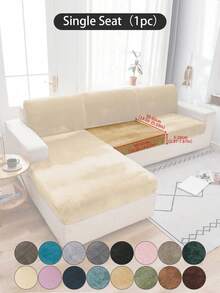 1 pieza Funda de cojín de sofá de peluche de zorro plateado gris oscuro, minimalista clásica, funda protectora decorativa a prueba de polvo de unicolor y elástica, adecuada para hotel, dormitorio, decoración de sala de estar, decoración de habitación, negro, gris claro, caqui, decoración de otoño, decoración de habitación, vuelta al colegio, útiles escolares