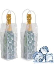 1PC Portable Wine Ice Wine Bag -Wine Chiller, Wine Cooler Refrigerator, Wine Fridge, Clear Ice Bucket, Great For Chilling Beer, Champagne And Red Wine | Durable Handle Design For Picnics And Outdoor Activities, Picnic Essentials | Fashionable Insulated Bag | Secure Closure, Wine Accessories,Wine Bottle Chiller Cooler For Red White Champagne Or Sparkling(BLUE,ROSE RED,GREE,ORANGE,TRANSPARENT)