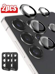 [2 包] 相机镜头保护膜适用于 Galaxy S25 Ultra 5G/S25/S25 PLUS/S24 Ultra 5G/S24 PLUS/S24/S23 Ultra 5G/S23/S23 PLUS/A55/A54/A53/A16/A15/A14/A13/A05/A05S 高清钢化玻璃屏幕保护膜，适合手机壳，易于安装，防刮保护膜 - 黑色