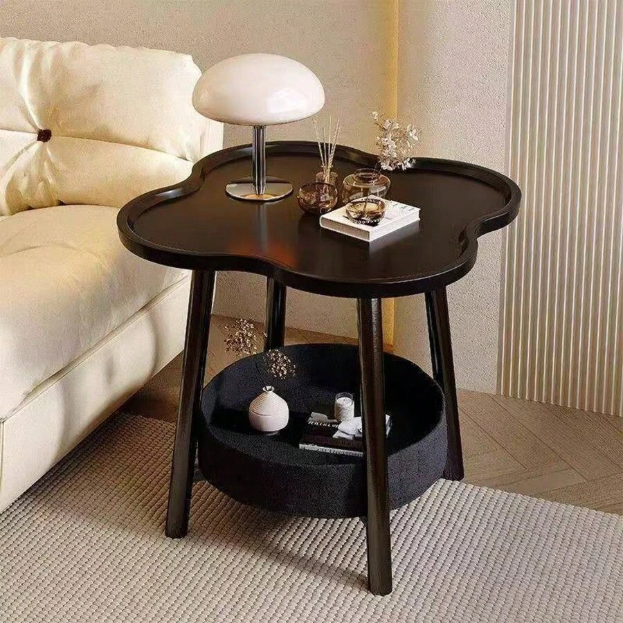 Simple & Modern Plastic Side Table - Stable & Durable Four-Leaf Clover Design Nightstand For Living Room, Study And Bedroom - White - View 1