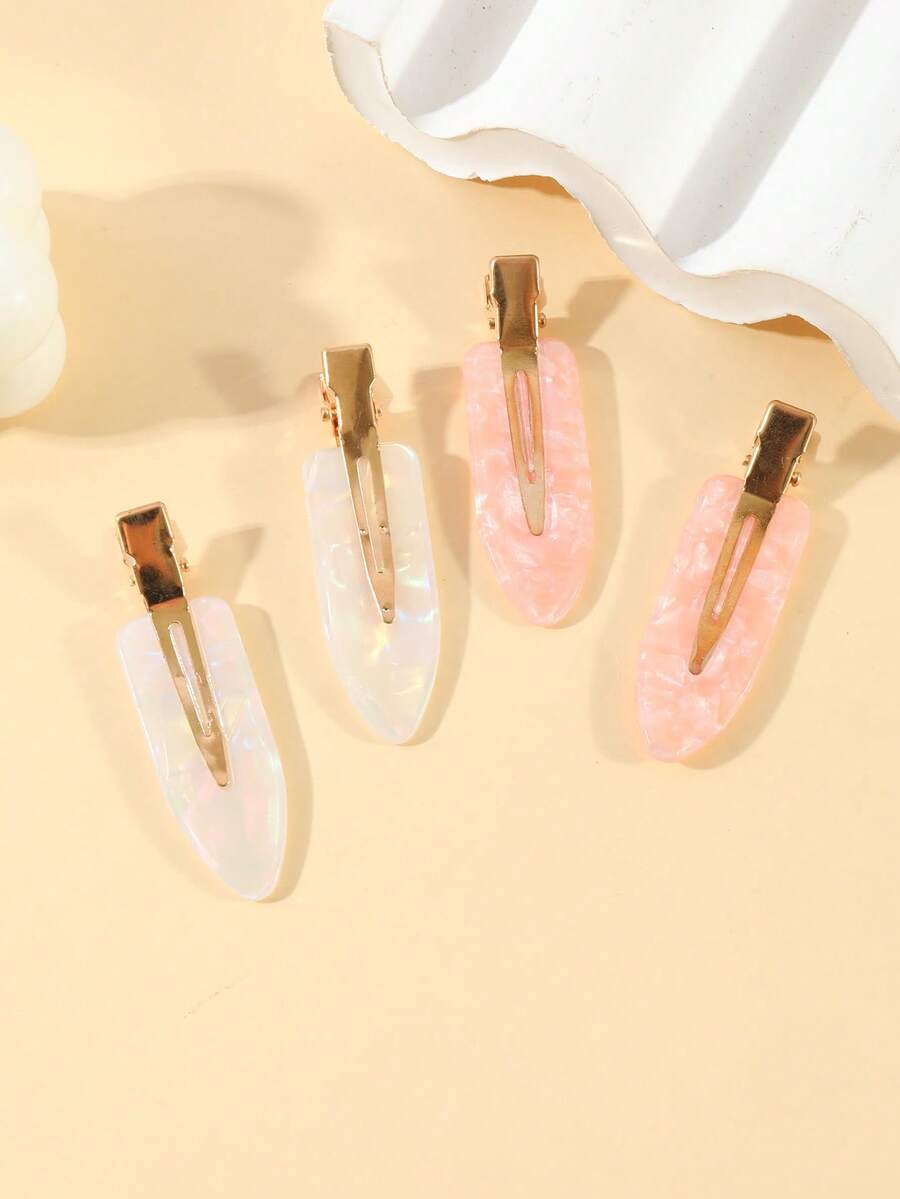 4 件套优雅粉白醋酸纤维发夹 - 可爱椭圆形鳄鱼夹发卡套装，适合女士和女孩，无缝侧刘海发夹，完美打造时尚盘发和刘海造型，日常佩戴的理想之选。女士发饰、美发工具、美发用品、美容配饰、礼物、旅行、女士礼物、美发用品、圣诞袜填充物、圣诞袜填充物、女士圣诞袜填充物、圣诞礼物、礼物、圣诞袜填充物、女士礼物、礼物、圣诞礼物、成人圣诞袜填充物、成人圣诞袜填充物、美发用品、女士配饰、圣诞袜填充物、成人发饰、圣诞发饰、女士礼物创意、美容圣诞袜填充物、女士圣诞礼物、情人节配饰、头部配饰
