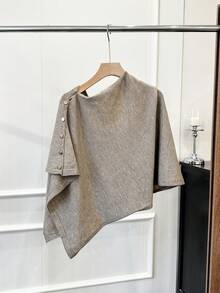 1 Áo khoác len cardigan nữ màu trơn có nút bên hông, trang trí bằng đinh tán, chống nắng, ấm áp, giản dị, thanh lịch, thích hợp mặc đi làm, du lịch, ngoài trời, trở lại trường, mùa xuân/thu/đông để mặc làm váy - Nhiều màu - Xem 7