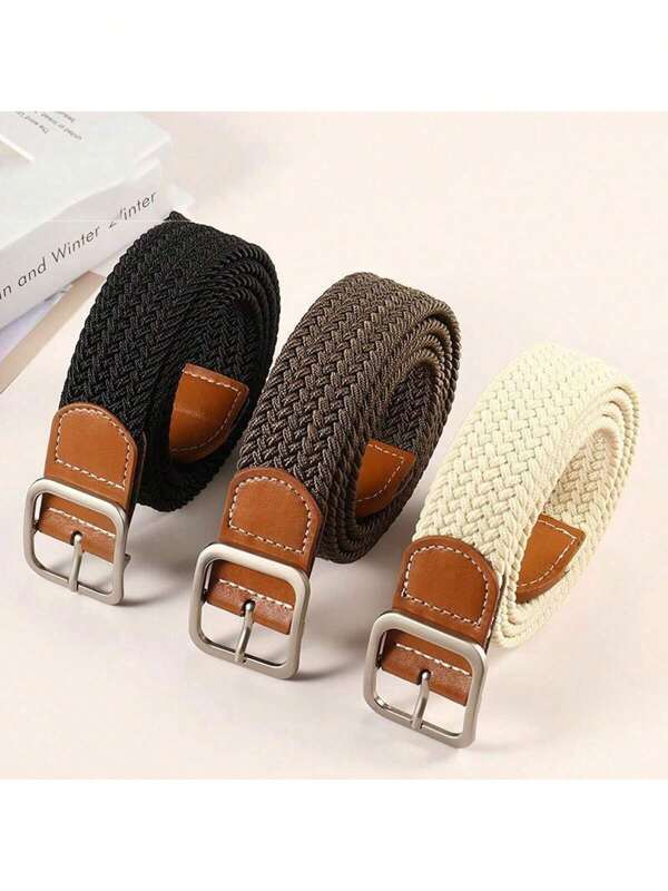 Unisex Canvas Belt, Hole Buckle Belt, Korean Fashion Casual Braided Single Loop Tailless Belt Summer, School