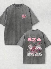 230g Double-Sided Washed Hidden Flower Printed T-Shirt, High-Quality Batik Cotton Retro Fashion Brand T-Shirt, Beach Essential, Men's Summer T-Shirt, Holiday Gift, Perfect Gift.