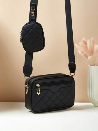 1pc Girl's Mini Wavy Pattern Embossed Letter Bag, Mobile Phone Bag Coin Purse