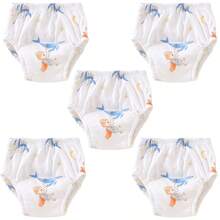 5 件可重复使用的婴儿训练裤，可洗尿布袋，透气如厕学习内衣，防水防漏幼儿尿布，柔软舒适的材质，适合所有季节的婴儿