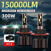 2 件 H1 H3 H7 H11 9005/HB3 9006/HB4 9012 9004 9007 H4 H13 汽车前照灯远/近光组合，12V 6500K 超白光 150000LM，高速风扇亮 3570CSP 芯片，即插即用灯泡，超聚焦光束，航空铝快速冷却