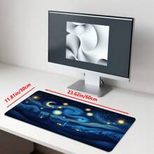 1 buc. Mouse Pad extins pentru jocuri, anti-alunecare, design cu model de artă cu cer înstelat, covoraș de birou durabil, cu margini cusute precise, potrivit pentru sporturi, computer și birou, covoraș de masă, covoraș pentru insulă