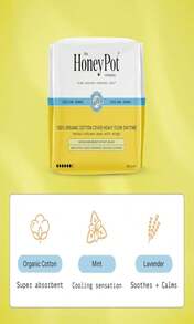 The Honey Pot Company - Herbal Postpartum Pads W_Wings - Infused W_Essential Oils For Cooling Effect, Organic Cotton Cover, &Amp; Ultra-Absorbent - 12ct - 64 Count (Pack Of 1) - View 2