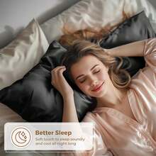 9件套缎面睡眠套装 | 比丝绸更柔软的枕套和眼罩套装 - 包括1个缎面枕套、1个缎面睡帽、2个缎面发圈、4个发夹和1把头发柔顺梳 - 彩色 - 查看 5