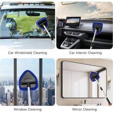 11pcs Auto Windshield Cleaning Kit With 6 Reusable Microfiber Pads, 2 Spray Bottles, Extendable Handles - Green, Popular Auto Cleaning Essential - 藍色 - 查看 6