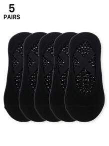 2/5 pares de calcetines de yoga antideslizantes para mujeres con agarre de goma, calcetines tobilleros de colores múltiples para Pilates, baile, ejercicio, ejercicio en interiores, para el gimnasio