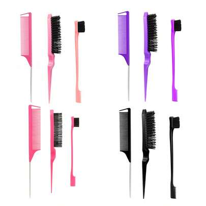 Neuer Stil 3er Haarstyling-Set - Teasing Kamm, Stahl Nadel Rückenkamm, Augenbrauen Pinsel für voluminöse Frisuren