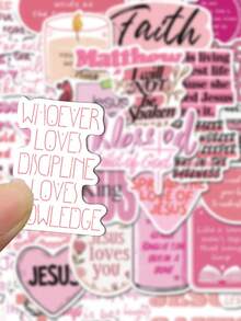 SCXXBSW 50pcs Pink Bible Jesus Cartoon Graffiti Stickers Decorative Handbooks Water Cups Notebook Luggage Waterproof Stickers - Multicolor - View 6