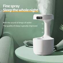 1 pieza Humidificador premium con tecnología de ósmosis inversa, 7 modos de iluminación, pantalla de reloj LED, difusor de aromas, diseño de gota de agua flotante, conexión tipo C, adecuado para escritorio de oficina, sala de estar, dormitorio, humidificador ultrasónico antigravedad
