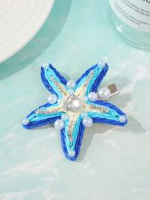 1pc Girls' Seawater Raffia Decor Side Clip