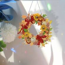 DIY 亚克力钻石画壁挂 - 万圣节南瓜花环