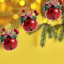 3pcs,Red And White Bell Christmas Tree Decorations, Holiday Party Pendants - The Perfect Choice For Christmas, Winter Holidays And Birthday Party Gifts As Well As Home Decorations Christmas Decorations Room Decor Christmas Decorations Home Christmas Gifts Christmas Decor - Multicolor - View 6