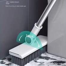 2/3pcs Multi-Surface Cleaning Kit] 3pcs Multi-Surface Cleaning Kit - Long Handle Broom, Floor Brush & Du Stpan Set For Home & Office - Hard Floor Sweeper With Non-Stick Hair Dustpan For Living Room, Bedroom, Bathroom, Toilet, Kitchen - White - View 5