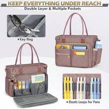 Teacher Tote Bag 15.6 Inch Laptop Bag For Women Work Bag Laptop Tote Nurse Bag Professional Computer Messenger Bag With Insulated Pocket, Laptop Briefcase For Office, College, Nursing - Bột cao su - Xem 6