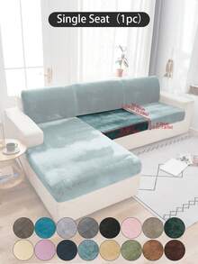 1 pieza Funda de cojín de sofá de peluche de zorro plateado gris oscuro, minimalista clásica, funda protectora decorativa a prueba de polvo de unicolor y elástica, adecuada para hotel, dormitorio, decoración de sala de estar, decoración de habitación, negro, gris claro, caqui, decoración de otoño, decoración de habitación, vuelta al colegio, útiles escolares