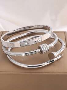 Conjunto de pulseiras versáteis e elegantes de aço inoxidável, adequado para presentes