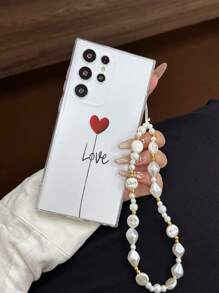 1 件时尚心形和字母印花穿孔保护手机壳，配手工串珠手链，适用于 16/11/16pro/16plus/16promax/16e/15Promax/13/14/12/XS/XR/7G/8P、Galaxy 11/12Pro/12/12X/13Pro/14Pro/15Pro、Redmi 10/9/Note9/12c/Note11pro/Note8Pro，防摔手机壳 - 彩色 - 查看 5