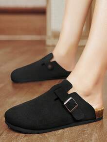 Men's Slip-On Sandals, New Summer Mule Slippers, Casual Outdoor Flip Flops, Rubber Sole Non-Slip Durable Leather Comfortable Slides, Suitable For Work, Commuting, Travel, Beach, Fishing, Fashionable And Stylish - Black - View 4