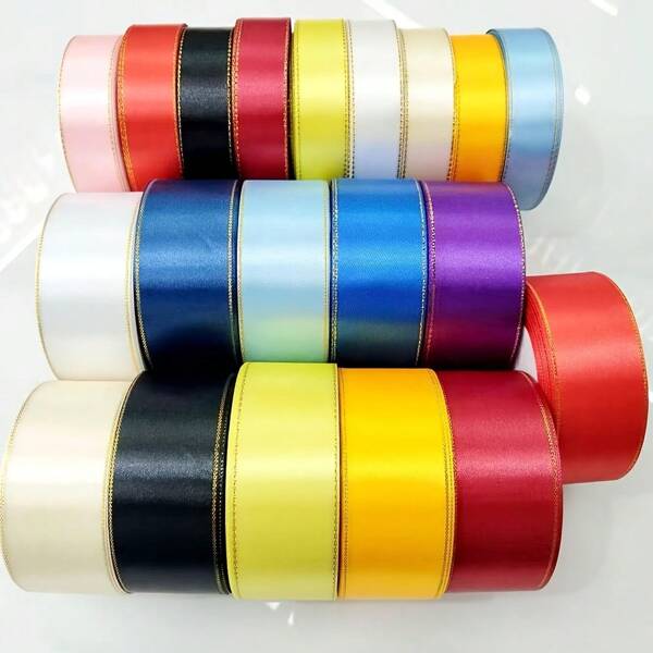 HL 25 Yardas/Paquete de Cinta de Satén Doble Cara de 1 Pulgada/2.5cm Multicolor para Envolver Regalos, Manualidades, Accesorios para el Cabello, Decoración de Bodas y Fiestas