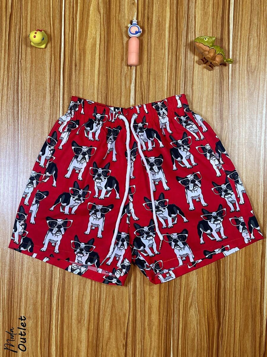 Short clásico y casual para niño, tela de poliéster y elastano, apto para la temporada de verano o vacaciones en la playa, talle de cintura natural, ajuste de pierna suelto, bolsillos funcionales, calzoncillo de malla interior, frescos, ligeros y muy cómodos. Tener en cuenta que las tallas en esta prenda vienen reducidas. En algunos colores el tono y estampado pueden variar. - Rojo - Ver 1