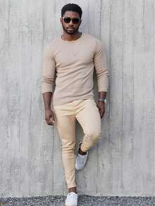 Super Skinny Bengaline Men's Pants, Super Comfortable, Very Stretchy - 米色 - 查看 2