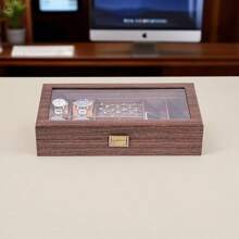 Caja de reloj de madera vintage de tamaño extra grande, caja de joyería con compartimentos para anillos, caja de almacenamiento y exhibición multifuncional para joyería