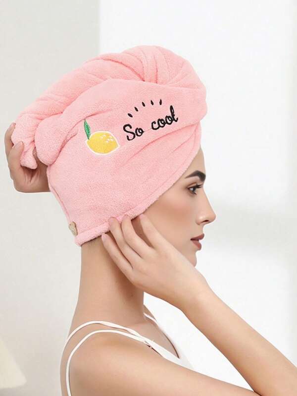 1 pieza Gorro de secado de cabello rosa bordado, gorro y toalla de secado de cabello absorbente y suave con diseño de dibujos animados para mujeres, diseño de bordado lindo, ideal para el hogar, viajes, baño, spa, cuidado del cabello, disponible en varios colores, adecuado para cabello largo y corto, secado rápido del cabello, sin talla grande problemas de cabello mojado, decoración del hogar y el baño, decoración de otoño, gorro de ducha
