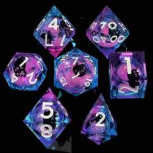 Liquid Core Cat Dice Set 7Pcs With Box- Sharp Edge Cute Cat Style Resin Dice For D&D, Roleplaying Games, RPG, MTG, Table Games D20 D10 D8 D6 D4