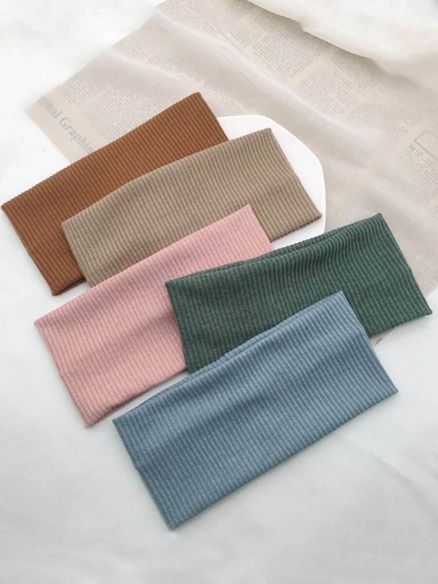 1件装ins风荷叶边宽弹力发带，女士发饰头巾时尚女士围巾时尚发圈 - 彩色 - 查看 1