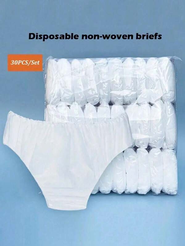 60/30pcs Pure White Color Disposable Women's Underwear Comfortable And Hygienic High-Waisted Disposable Panties For Women - Perfect For Travel And Business Trips,For Travel Outdoor Trips, Menstrual Periods, And Postpartum Care Disposable Women's Underpants, Soft And Comfortable, Suitable For Travel, Hotel, Hospital And Other Emergency Situations
