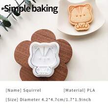 1 件卡通动物图案饼干模具，亲子糖霜饼干工具，开学季便当用品，可爱小动物图案（小猪、小老鼠、小熊、小松鼠、小兔子、小老虎、小猫、小柴犬、小狮子）饼干印章，一个饼干切刀，一个甜点模具。饼干角色。厨房糕点制作工具 - 白色 - 查看 14