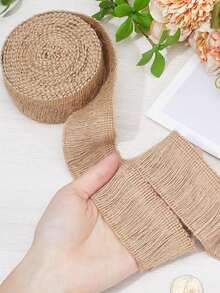 1 Roll DIY Jute Tassel Webbing Hemp Lace , Linen Woven Decorative Ribbon Roll 196.85 Inch / 16.4ft, Easter Ribbon Decor Handwork - Multicolor - View 5
