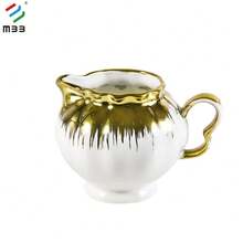 MBB 1 件 8 盎司陶瓷小奶精壶带手柄 - 精美瓷器小奶精壶 - 陶瓷奶精容器，用于咖啡牛奶酱沙拉，可微波炉和冰箱加热，白色珍珠釉或白色金边奶精杯，适用于家庭和厨房 - 彩色 - 查看 6