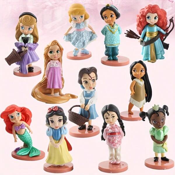 Disney 11 pezzi Serie Principesse Disney Statuette in PVC, Elsa, Biancaneve, Sirenetta, design unico, molto giocabile, regalo perfetto per amici e per le festività